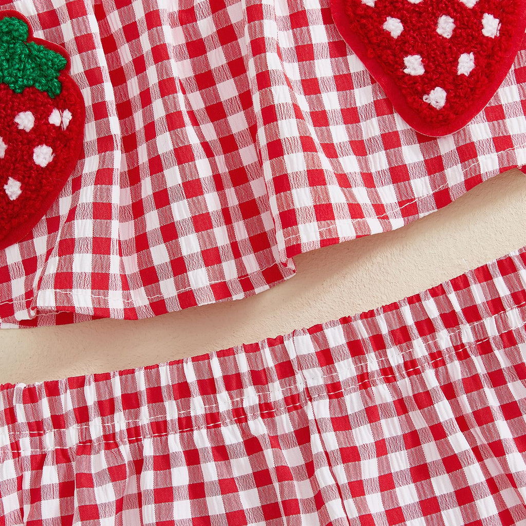 Toddler Baby Girl Summer Clothes Cute Ruffle Shirt Tops Dress Shorts Outfits Set Fruit Blouse Princess Outfit