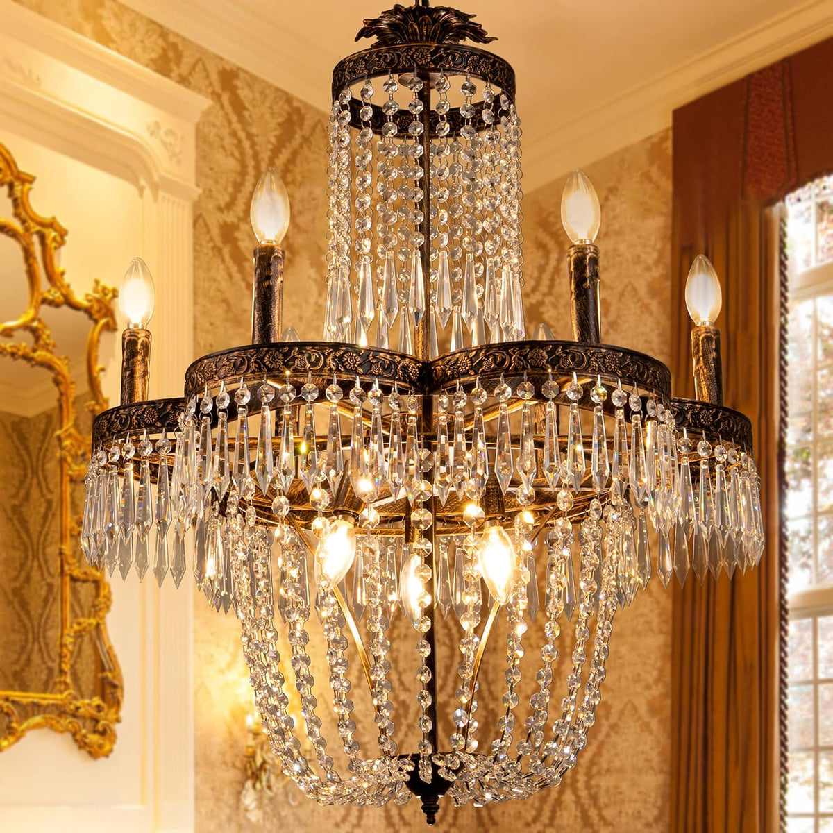 25-Inch French Empire Crystal Chandelier for Dining Rooms and Breakfast Areas