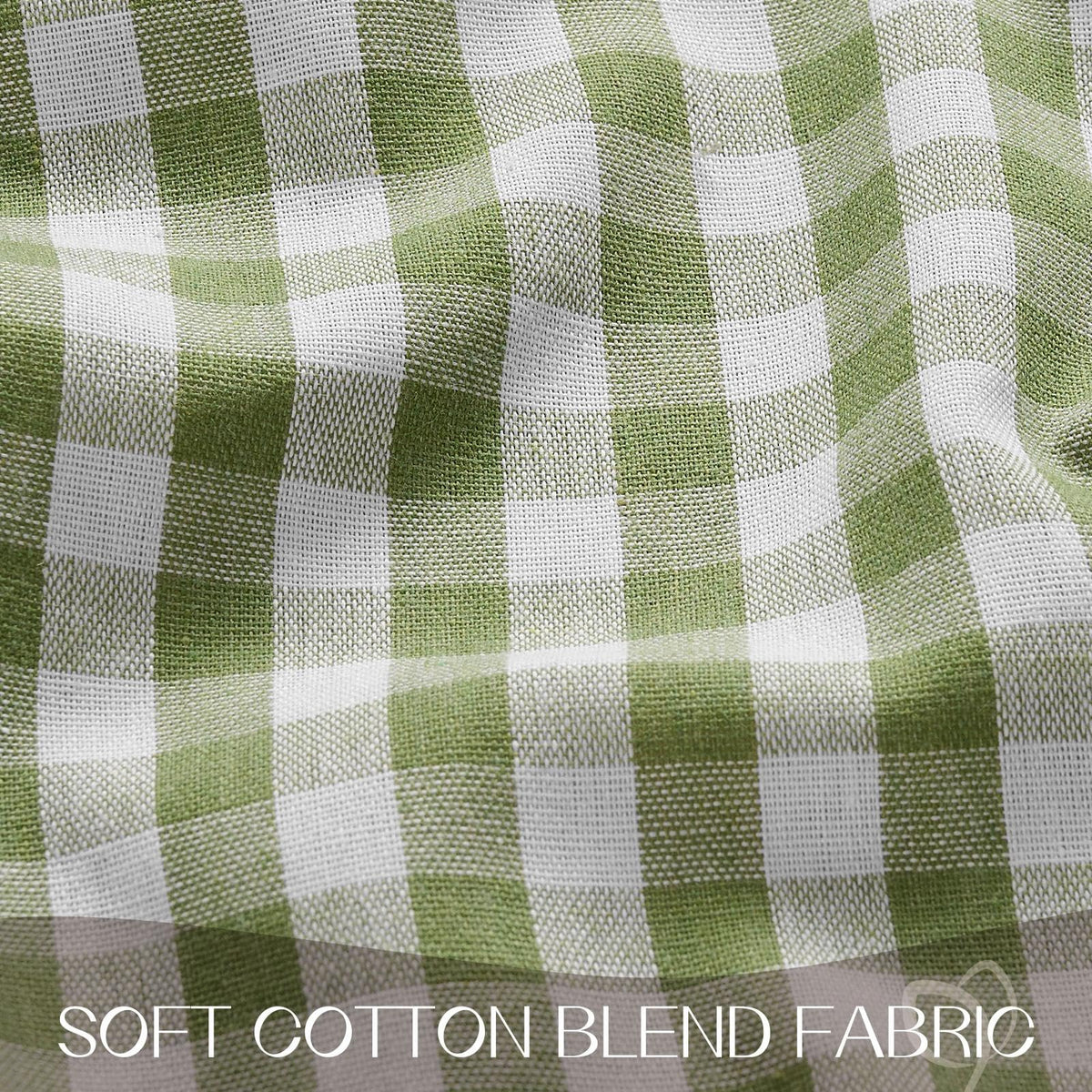 Gingham Ruffled Tablecloth Rectangle, 60 x 84 Inch, Sage Green