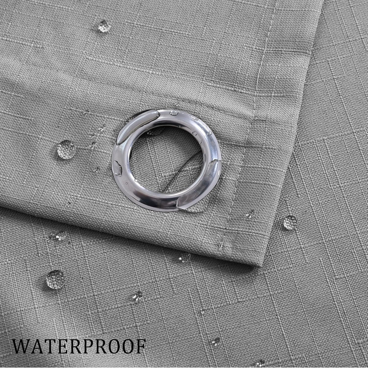 52" W x 108" L Waterproof Indoor Outdoor Curtains (1 Panel) Windproof Burlap Linen Look Outdoor Curtains Grommet at Top and
