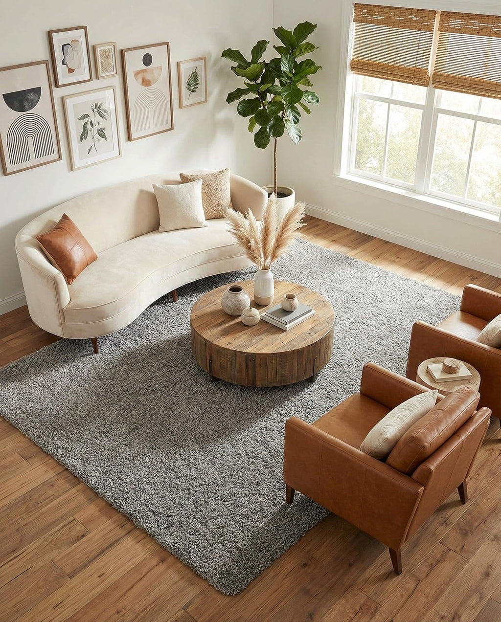 Solid Shag Rug - 1 Cloud Gray Shag Rug - Plush 1.5-Inch Pile, Stain-Resistant & Kid-Friendly, Perfect for