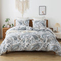 Cotton Duvet Cover Queen - 3pcs Paisley Comforter Cover, Soft & Breathable Floral Bedding Duvet Cover Sets with