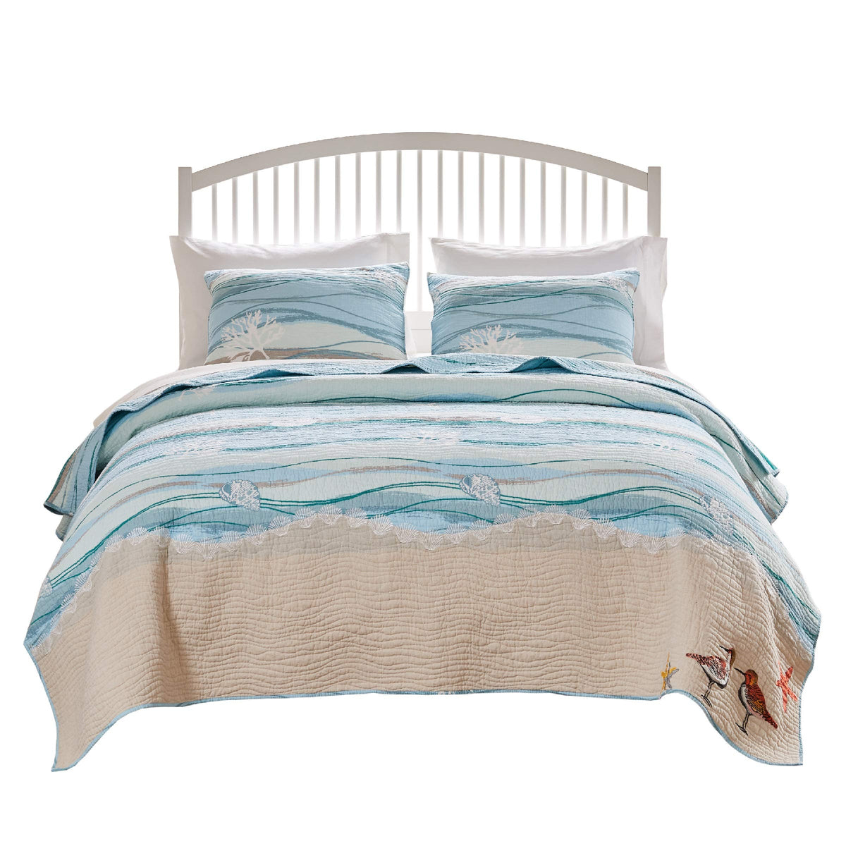 Home Maui Embroidered Coastal Quilt Set, (2-Piece)