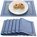 Farmhouse Burlap Place Mats, Blue Placemats Set of 6, 12 x 18 Inch