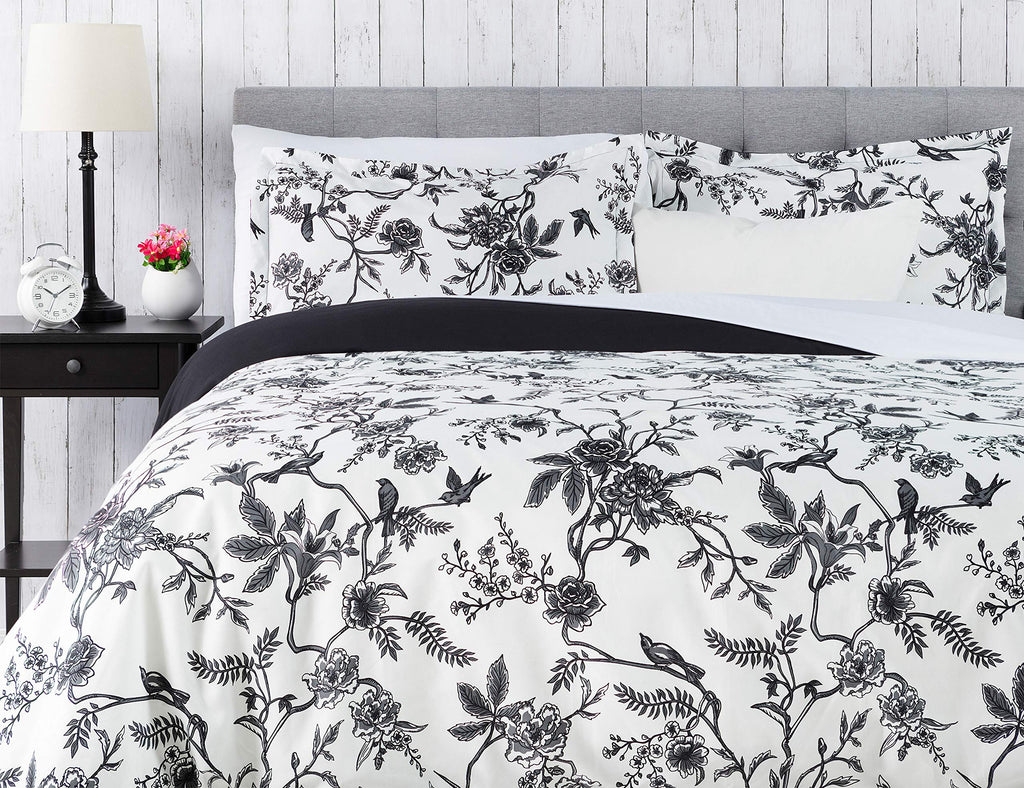 Premium French Toile Cover Set - Duvet Cover (90" x 90") & 2 Pillow Shams (20" x 26") - 3-Piece Set