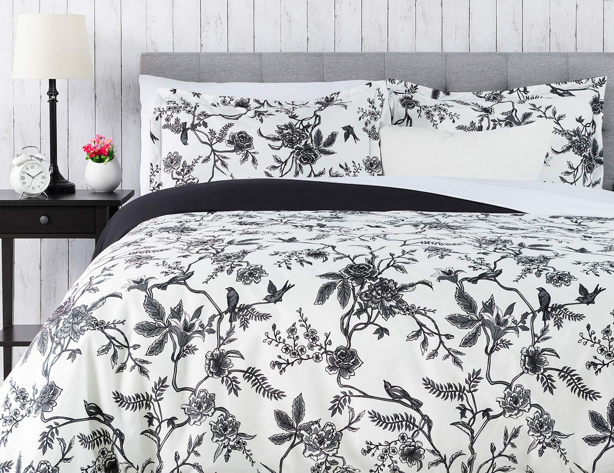 Premium French Toile Cover Set - Duvet Cover (90" x 90") & 2 Pillow Shams (20" x 26") - 3-Piece Set