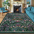 Area Rugs for Living Room: Floral Washable Rug Vintage Large Soft Boho Non-Slip Carpet Stain Resistant Low Pile