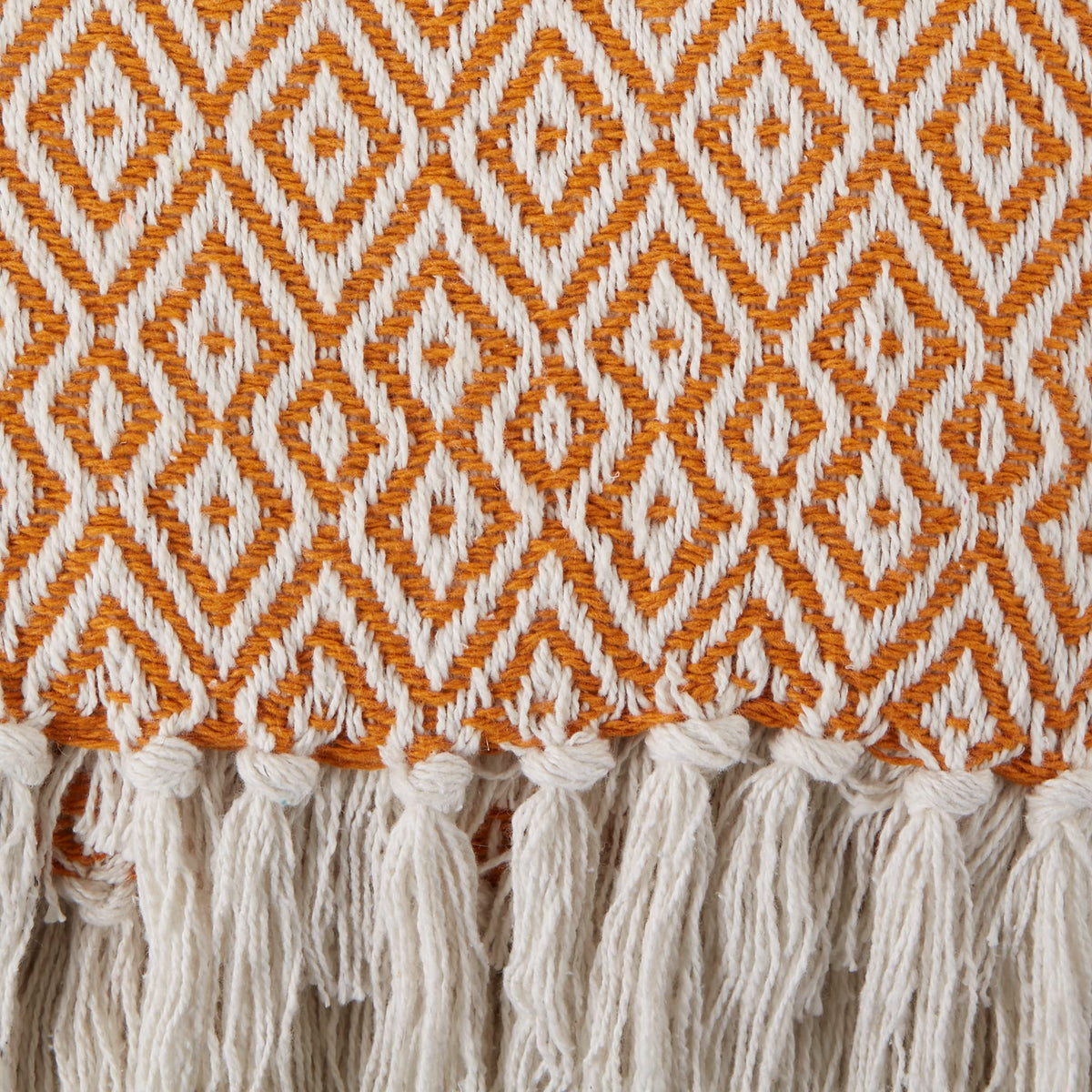 Rustic Farmhouse Double Diamond Woven Throw, 50x60, Pumpkin Spice