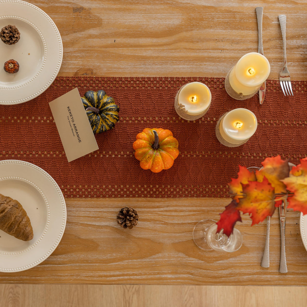 Fall Thanksgiving Boho Macrame Table Runner 12x90 Inch