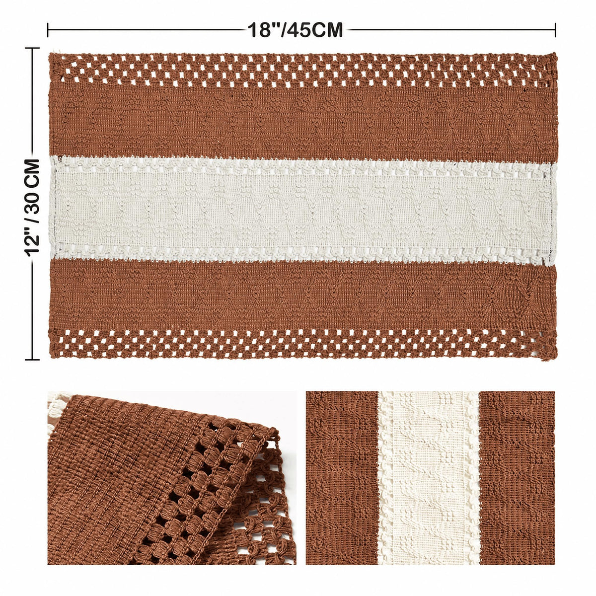 Fall Caramel Farmhouse Rustic Placemats Set of 6-12x18 Inch
