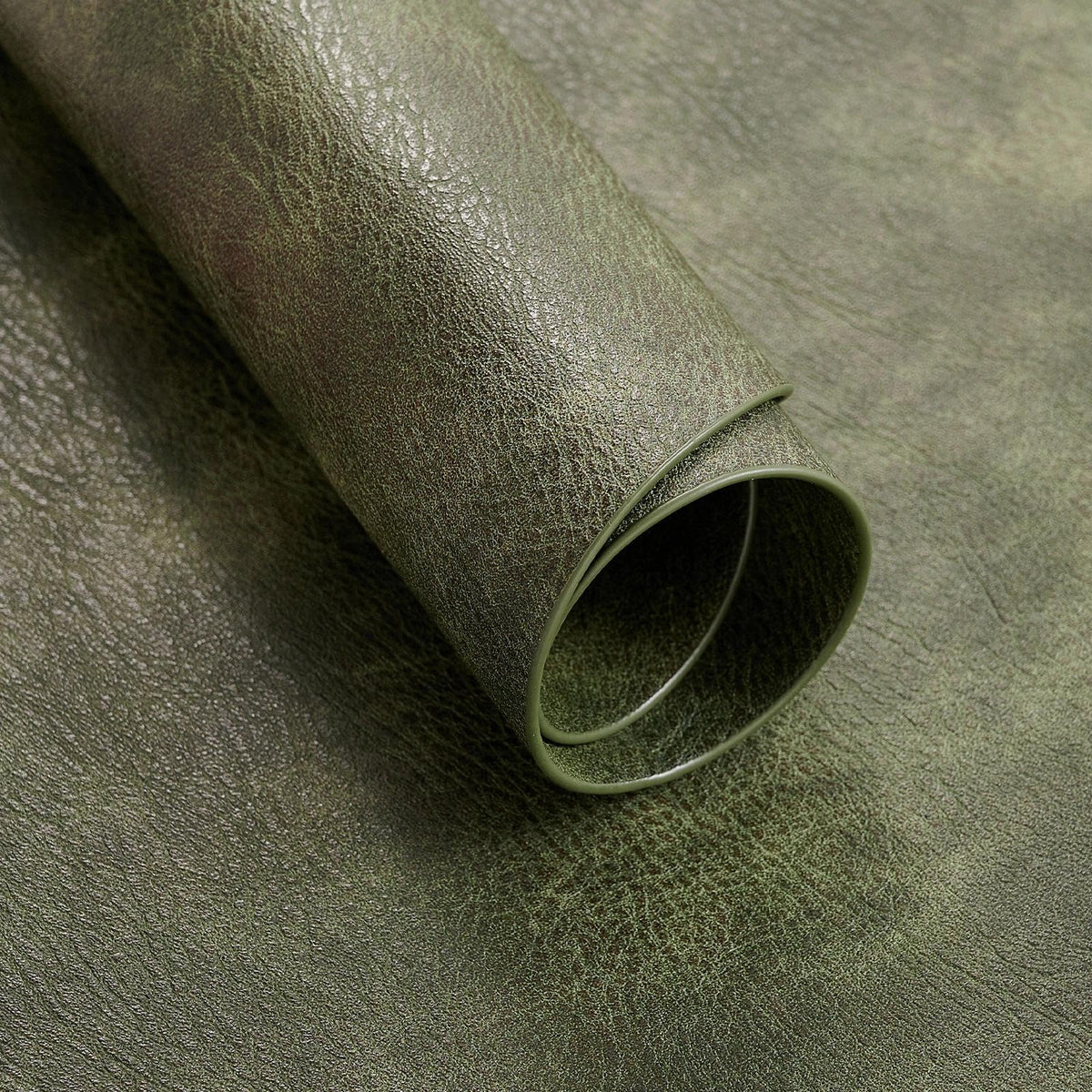 Vinyl Faux Leather Oval Placemats, Set of 4, Olive Green