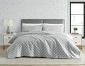 Resort Torino Geo Grey 3-Piece Soft Woven Matelasse Reversible Jacquard Cotton Blend Quilt Set