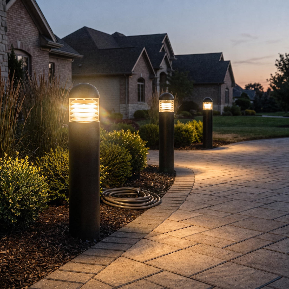 Bollard Light 40", 120-277V, 20W, 3CCT 3000-5000 Kelvin, Louvered Dome
