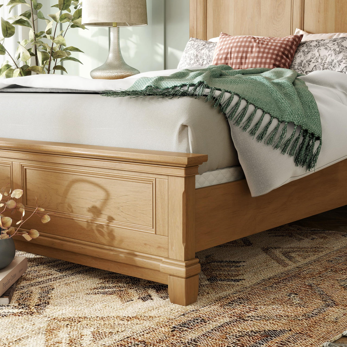 Yardley Farmhouse Solid Wood -Size Bed with Plank Headboard, Wooden Bedframe, Box Spring Required, Guest Room