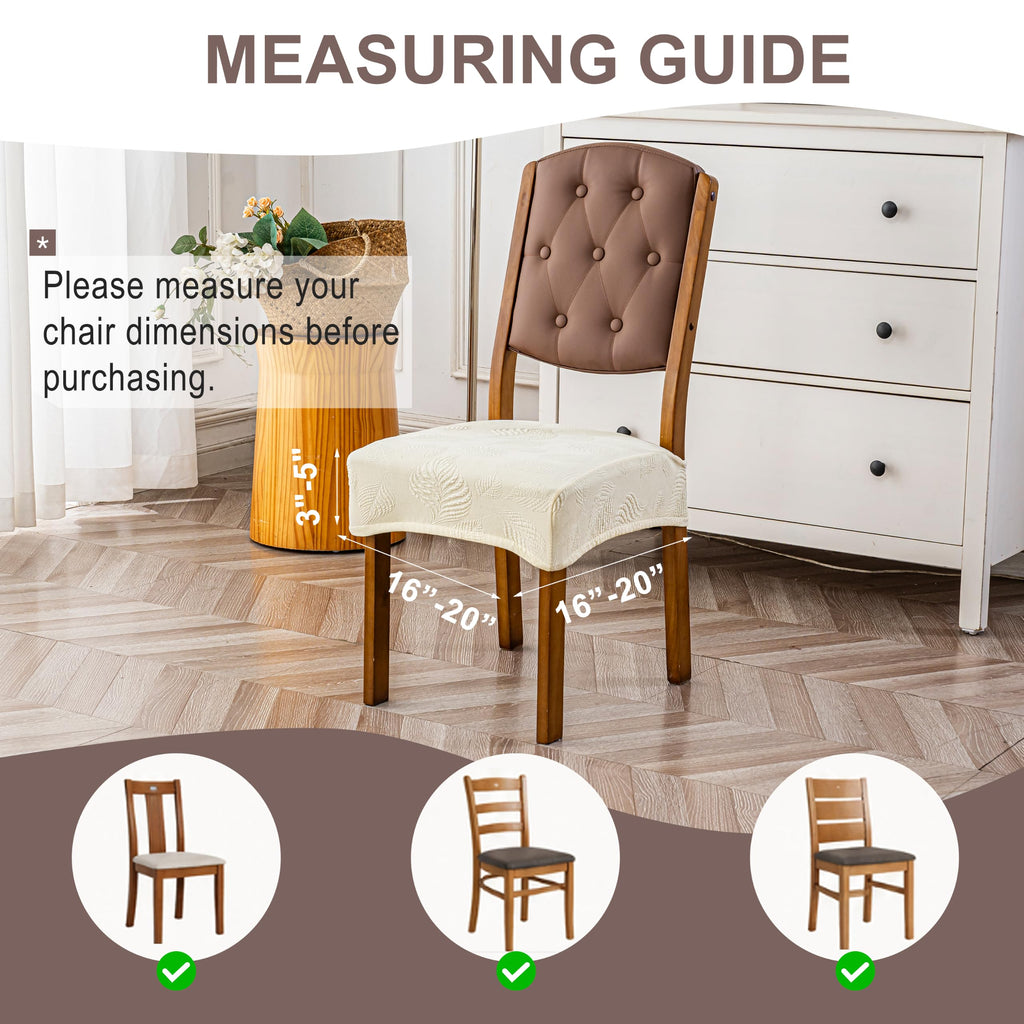 Waterproof Chair Covers Set of 6, Stretch Chair Cover, Beige