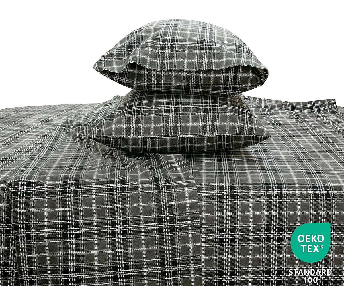 4 Piece 100% Cotton Flannel Sheets Bed Set - Warm & Extra Soft - Deep Pockets, Breathable, All Seasons