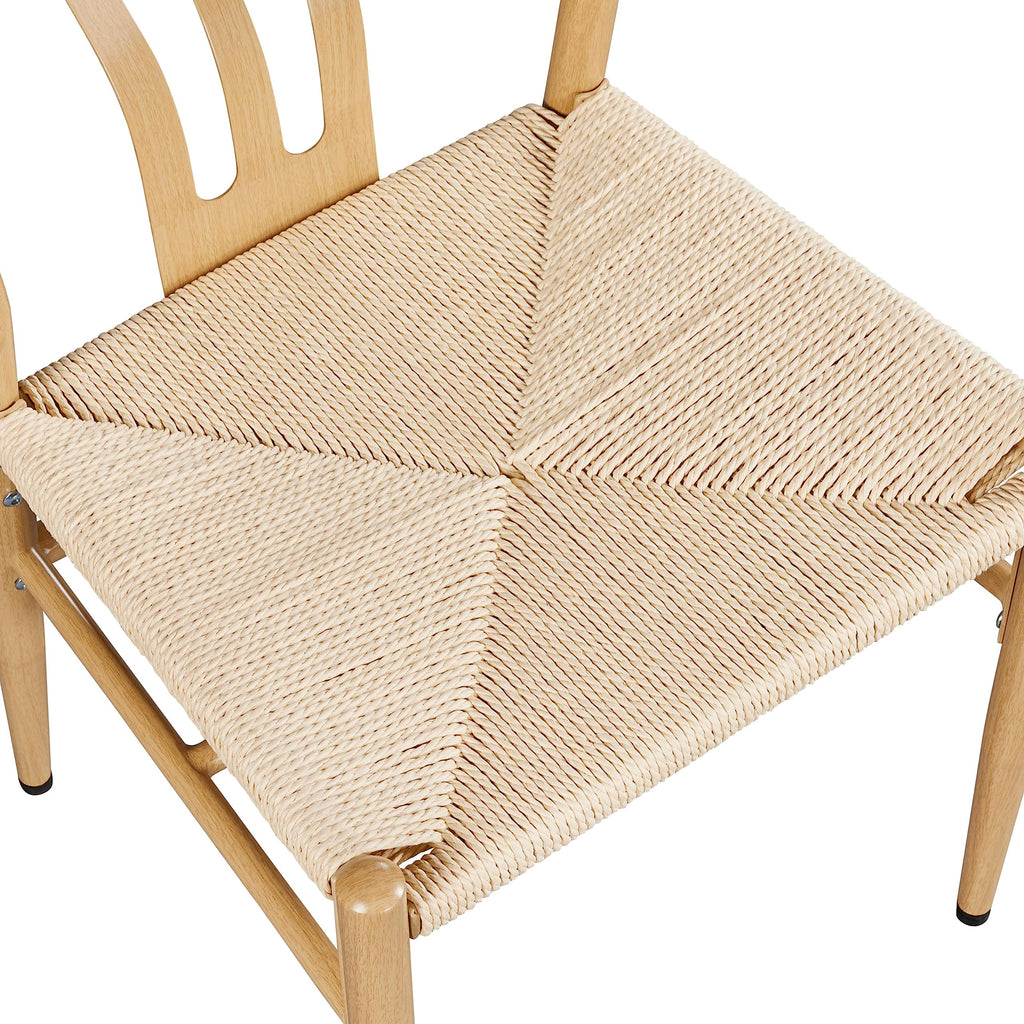 Dining Chairs Set of 6 Mid Century Modern Woven Chairs Wood Color