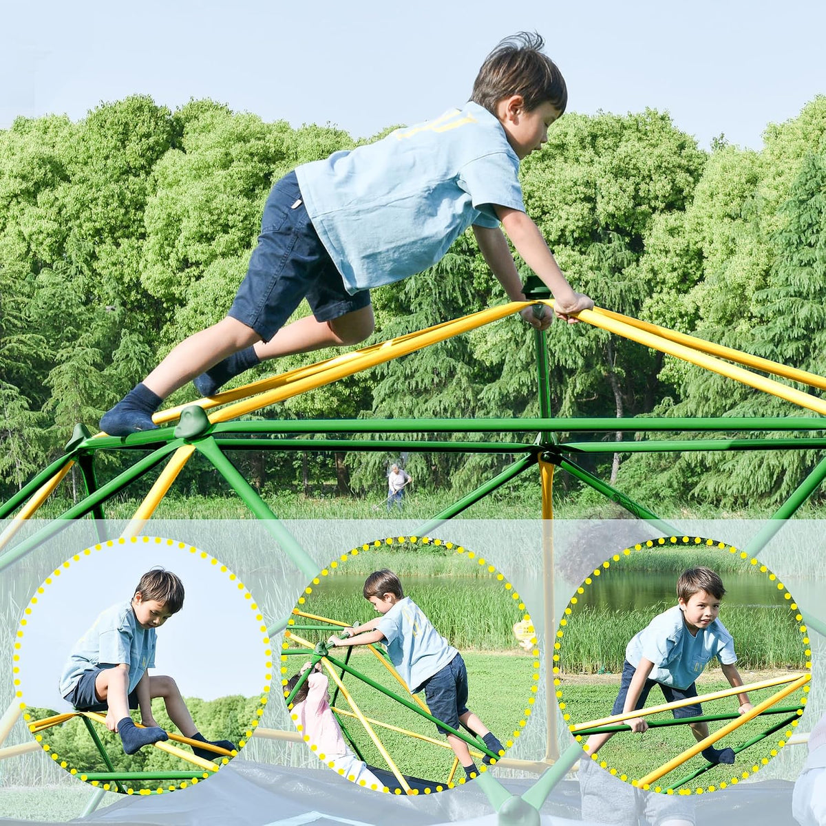 12 FT Climbing Dome for Kids 3-10, Outdoor Play Equipment Supporting 1000 lbs, Anti-Rust Jungle Gym, Easy Assembly