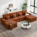 144" U Shaped Cloud Boneless Couch, Modern Modular Sectional Sofa with Layered Cushion, No Assembly Convertible