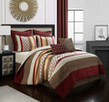 Modern Berry Taupe Comforter Set, Geometric, Jacquard 8 Pieces Bedding Sets All Season with Comforters, Bed