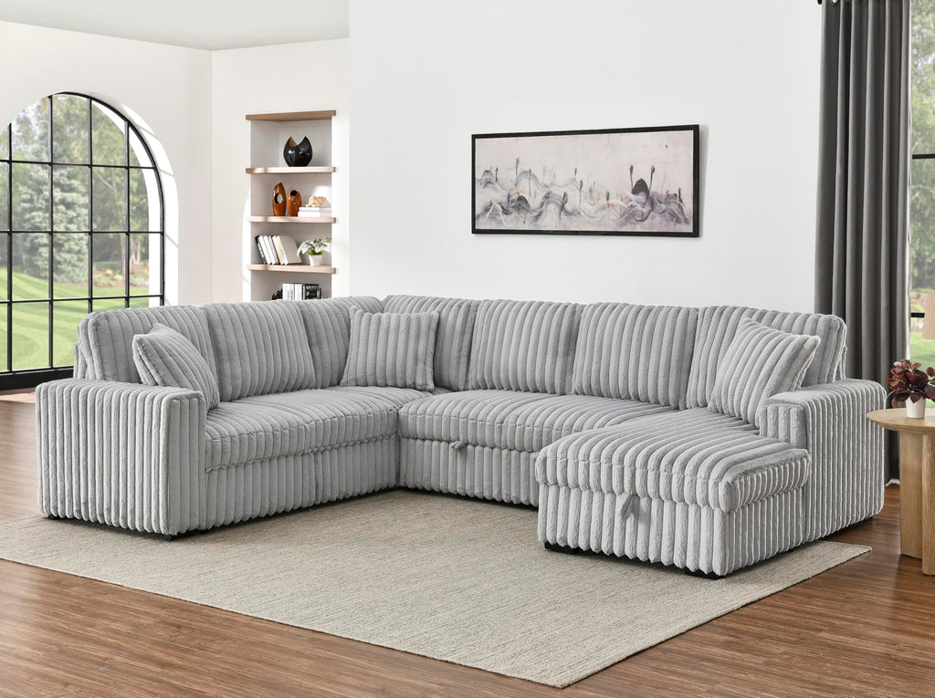 122 Inch Oversized Sectional Sleeper Sofa with PullOut Bed, U Shape