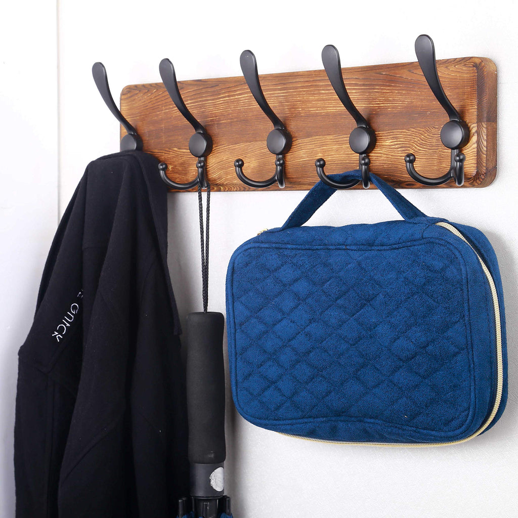 Rustic Coat Rack Wall Mount, 16" Stud Spacing, Solid Wood, Brown