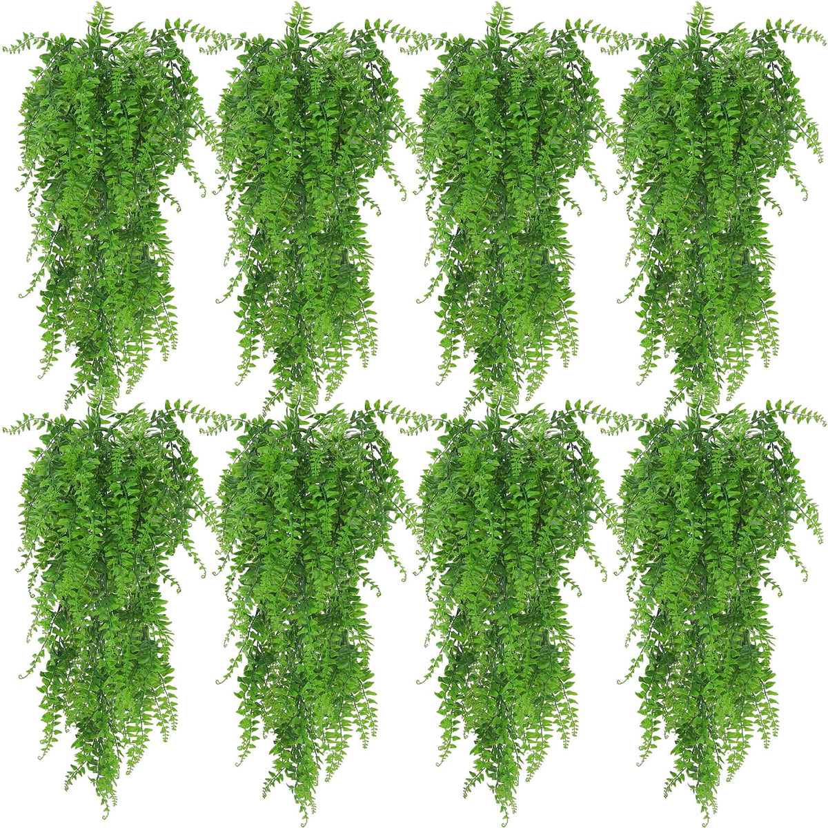 Artificial Hanging Plants Fern Vine - 8PC Fake Ivy Leaves Decoration for Indoors & Outdoors, Faux Foliage Greenery