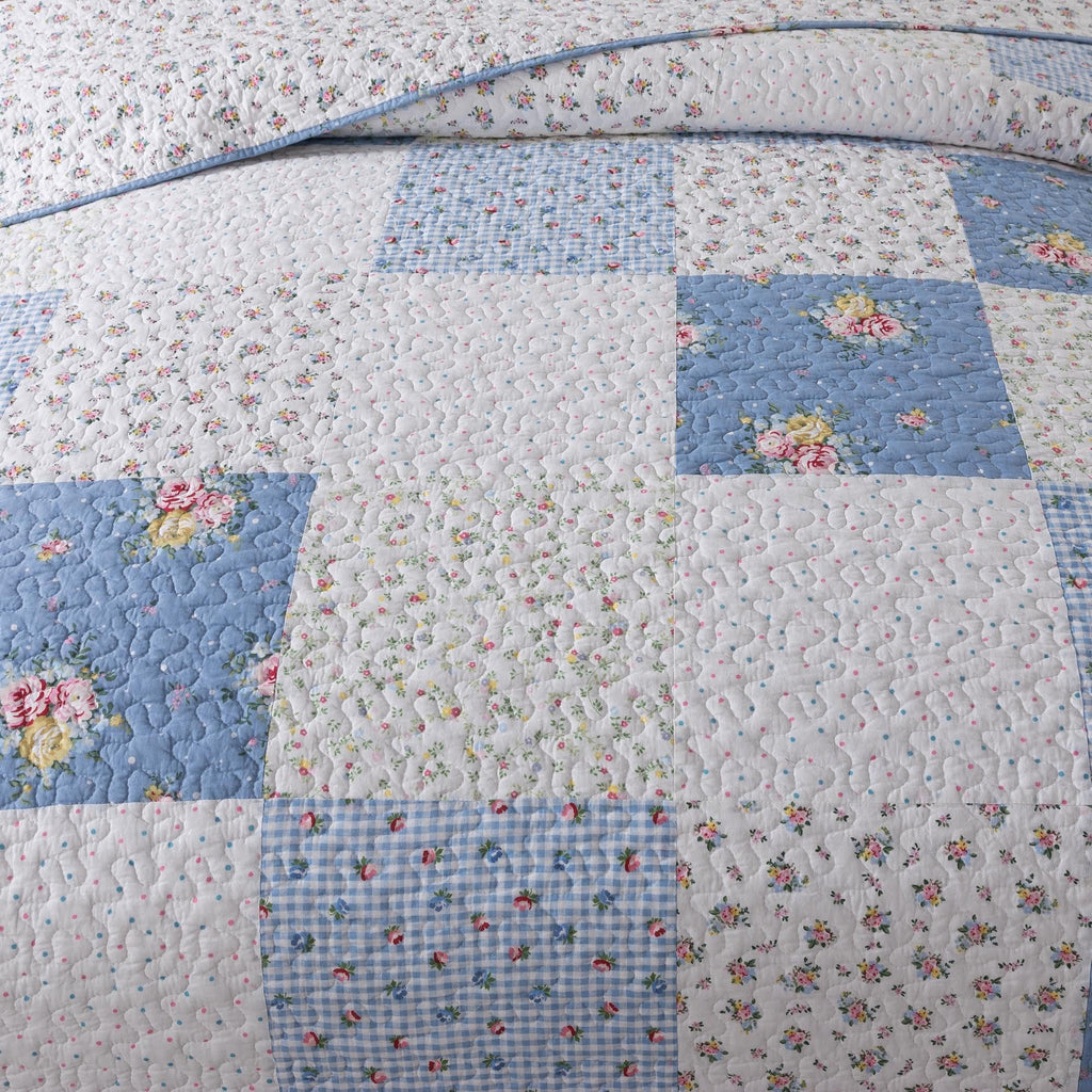 Bluebell Cottage Floral Cotton Quilt Set, with 2 Shams