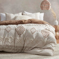 Boho Duvet Cover King Size, Beige & Terracotta, 3 Pieces