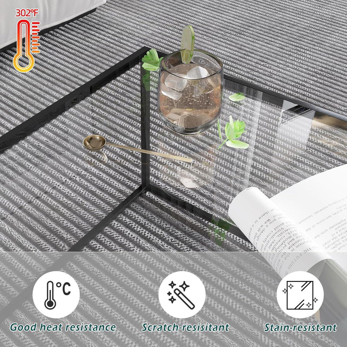 Glass Coffee Table Modern Center Table,Minimalist Coffee Table Sofa Side Tea Table,Tempered Glass-top with Sturdy