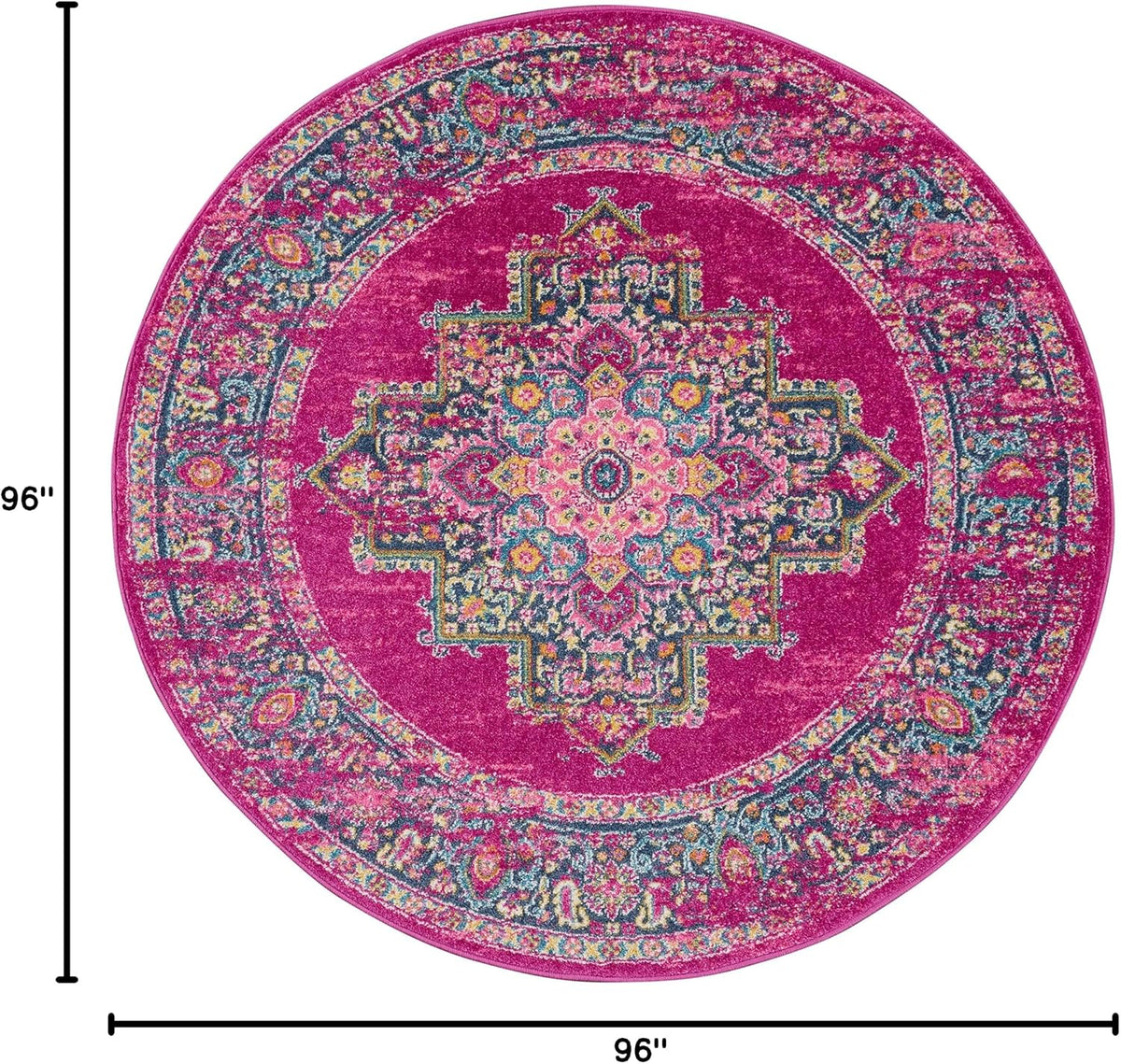 Home Passion Fuchsia 8' x Round Area Rug - Easy Clean, Non Shedding, Bed Room, Living Room, Dining Room, Kitchen (8'