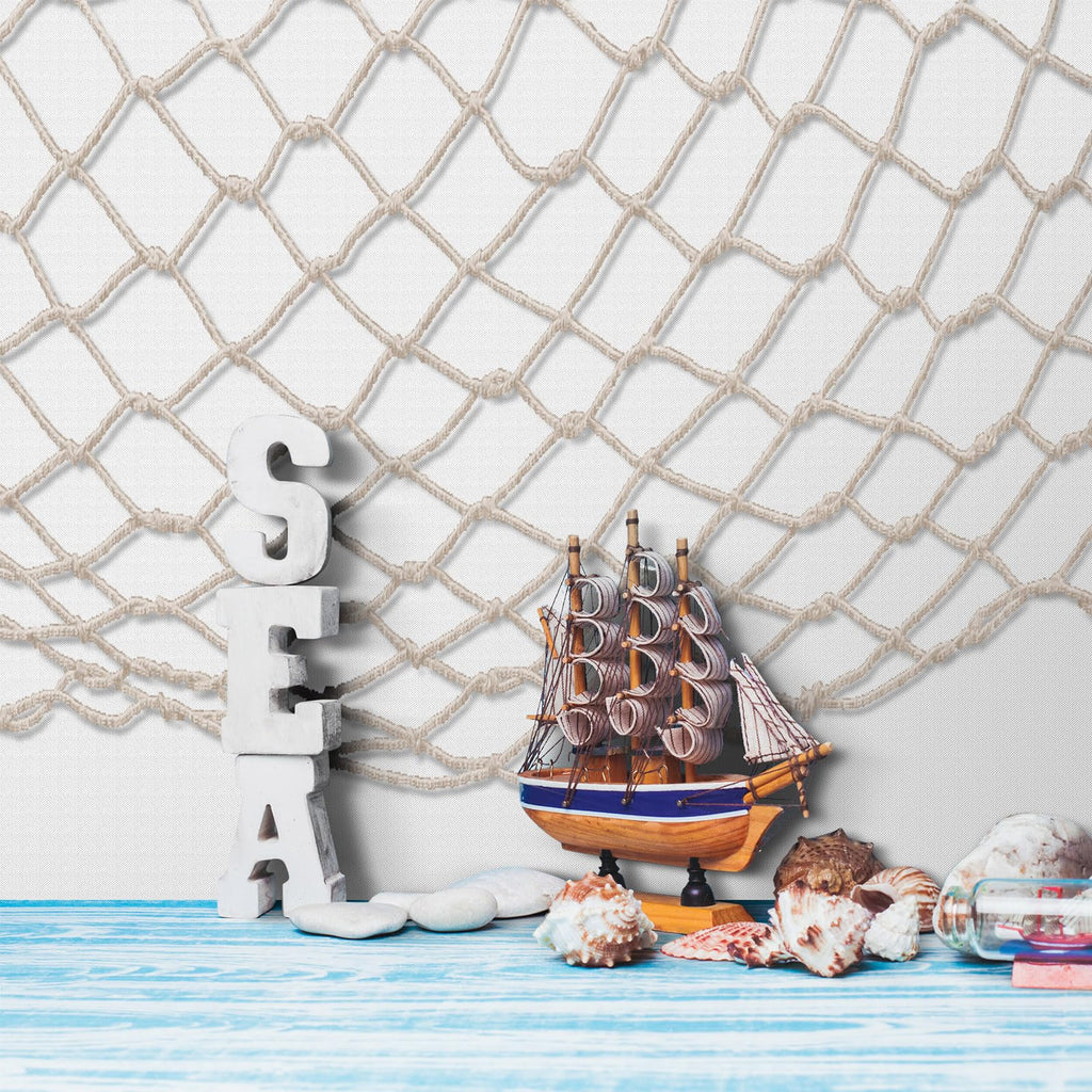 6 Pack Fish Net Decorative and Tablecloth Set, Cotton Fishnet and Plastic Table Cover Decorations Set for Nautical