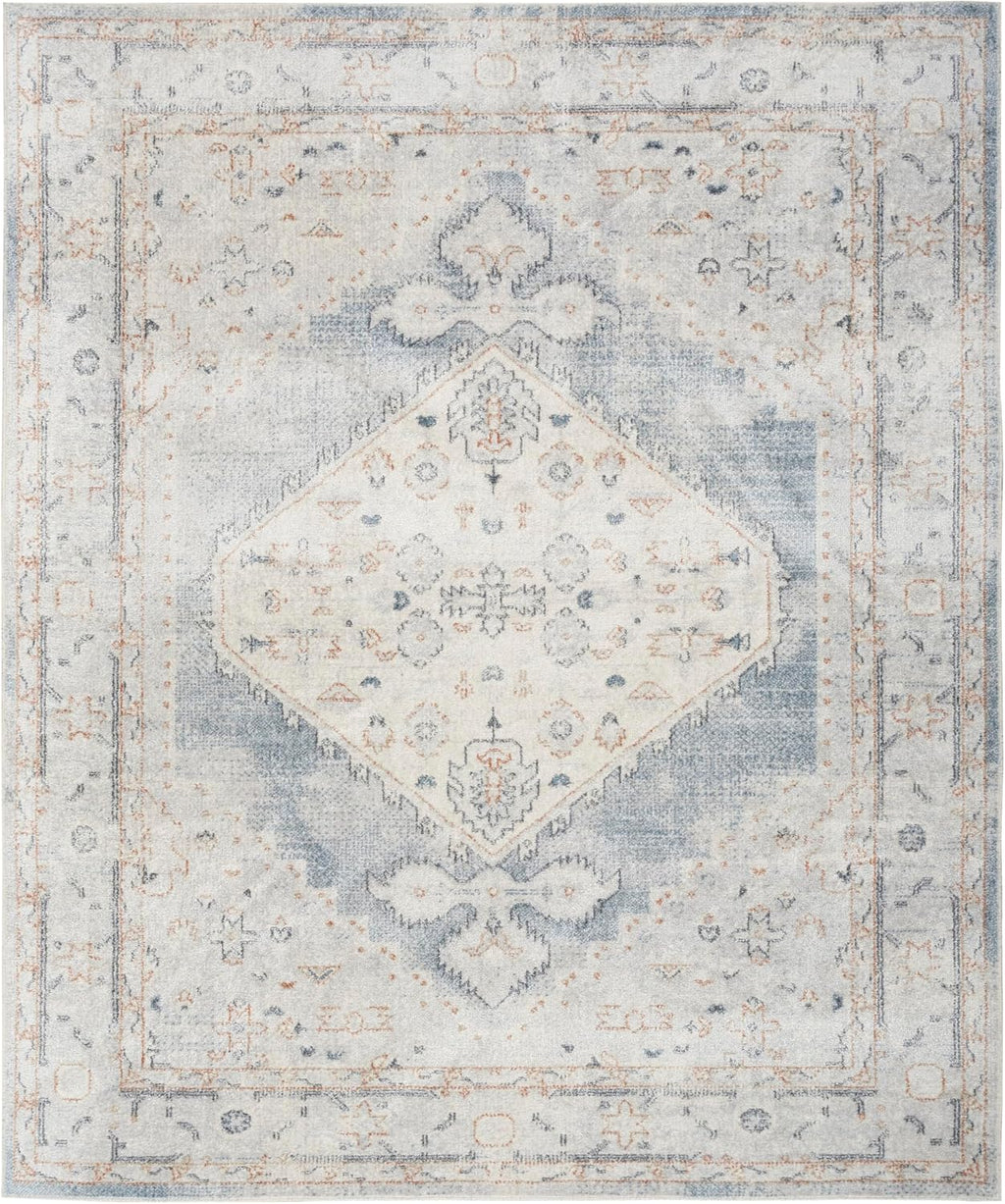 Home Astra Machine Washable Light Blue 9' x 12' Area Rug - Easy Clean, Non Shedding, Bed Room, Living Room, Dining