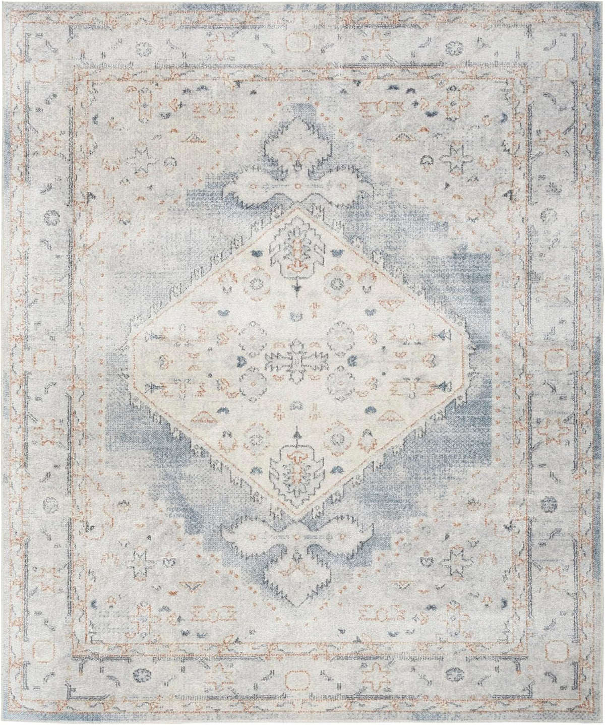 Home Astra Machine Washable Light Blue 9' x 12' Area Rug - Easy Clean, Non Shedding, Bed Room, Living Room, Dining