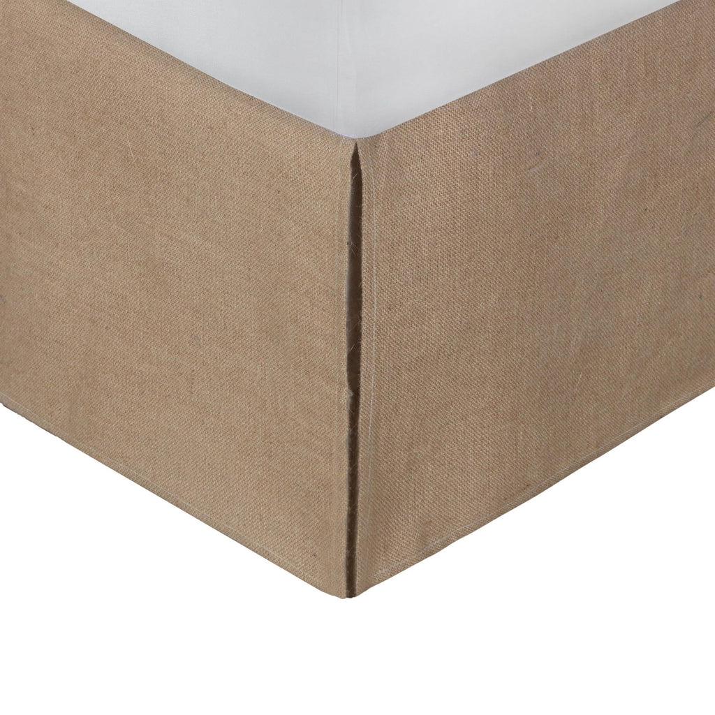 BM307051 15 in. Kuma Polyester Burlap Drop Twin Size Bed Skirt with Spilt Corners Brown