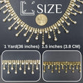 Pearl Rhinestone Trim Chain Crystal Fringe Gold Diamond Applique Ribbon String Tassel Strip for Sewing Wedding - 1 Yard
