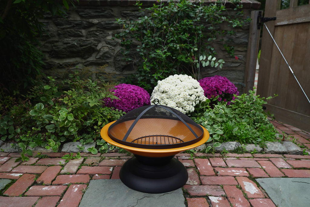 Vesta Orange Enameled Fire Bowl/Pit, Powder Coated Steel