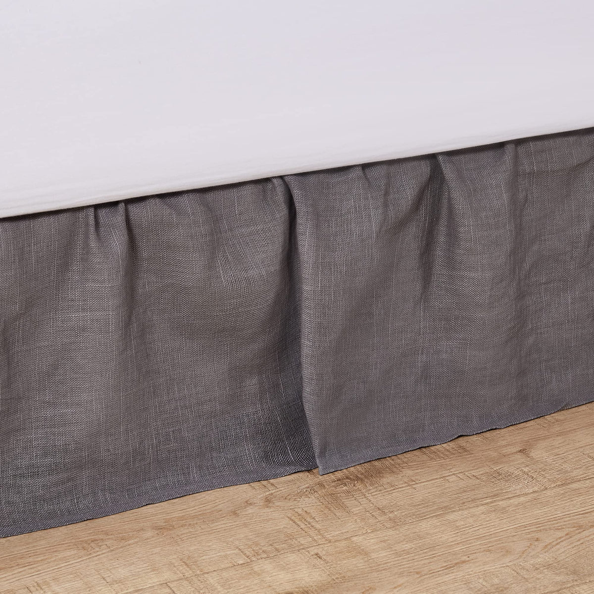Linen Dust Ruffle - Sized - 76x80x16in. - Charcoal