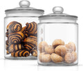 Elegant Cookie Jar. 2 Large Glass Jar With Lid. Jars Counter with Lids, Candy Jar, Decorative Apothecary Canisters - Set of 2