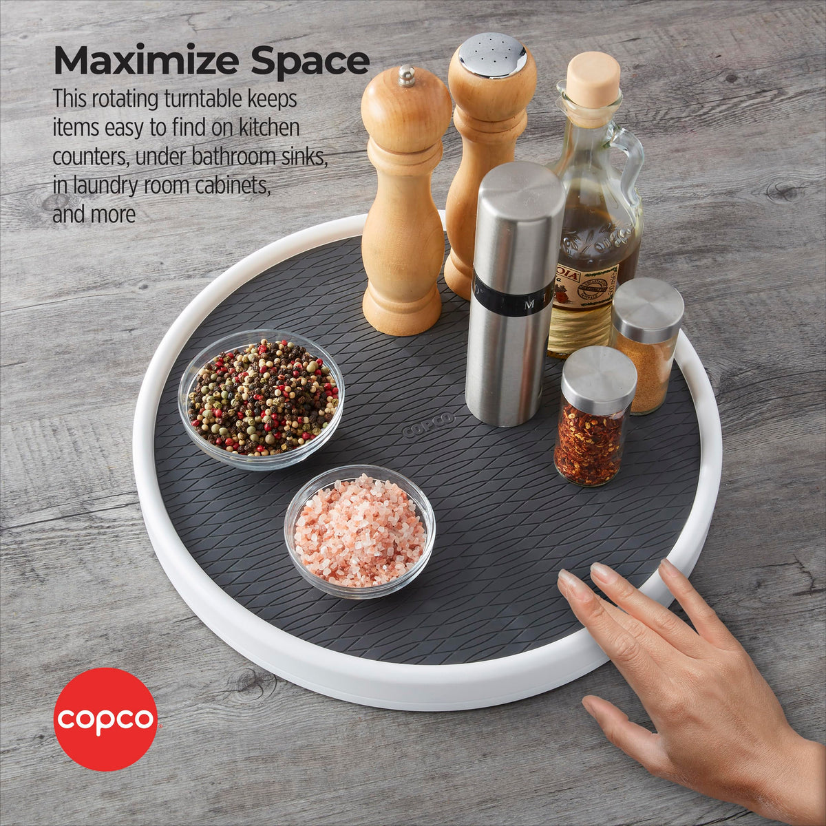Non-Skid Lazy Susan Turntable Organizer 15-Inch Charcoal Gray