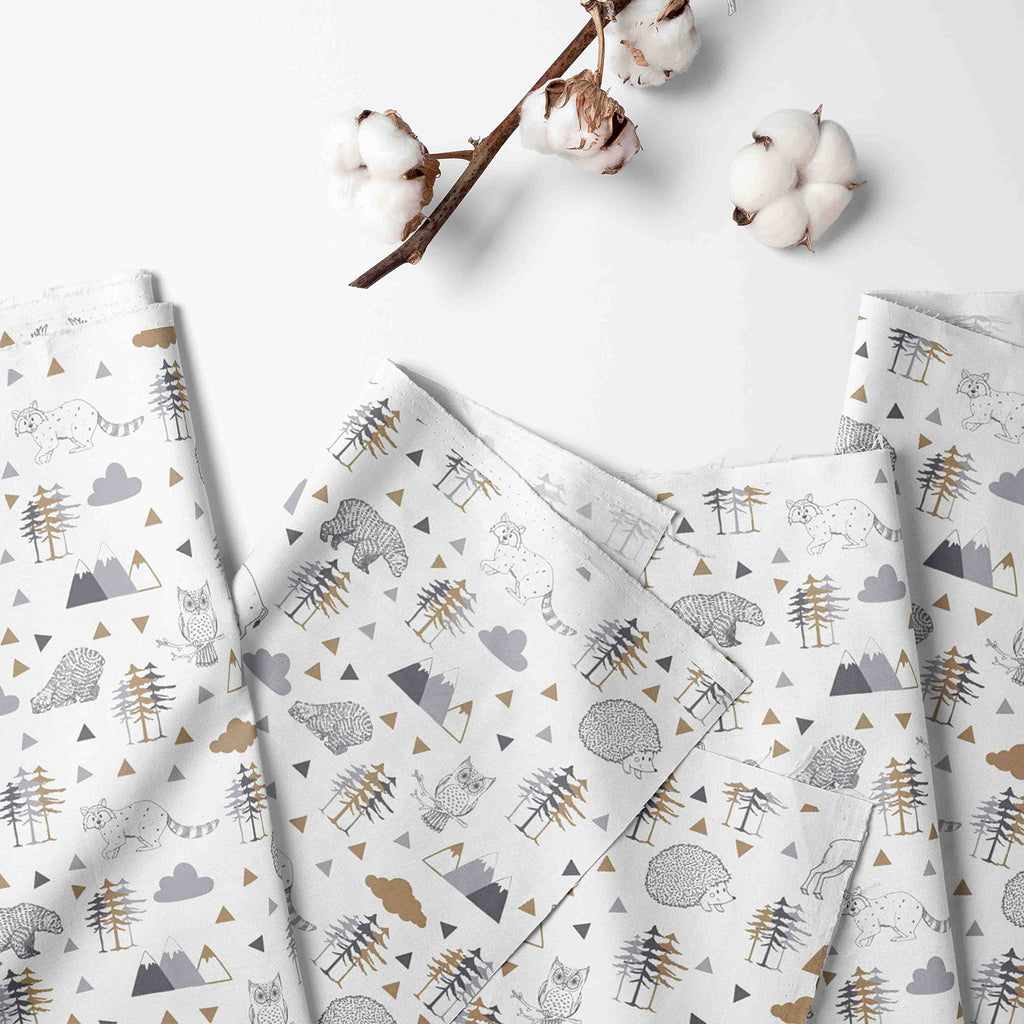 Woodlands Grey/Beige Neutral Cotton Crib/Toddler Neutral Cotton Crib Skirt Dust Ruffle, Beige/Grey