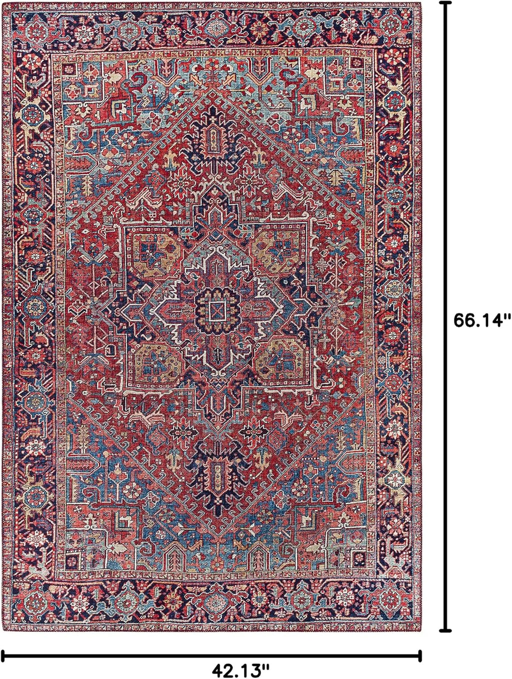 Ronneby Living Room, Bedroom Area Rug - Medallion Floral Geometric Border Diamond - Traditional Oriental Transitional