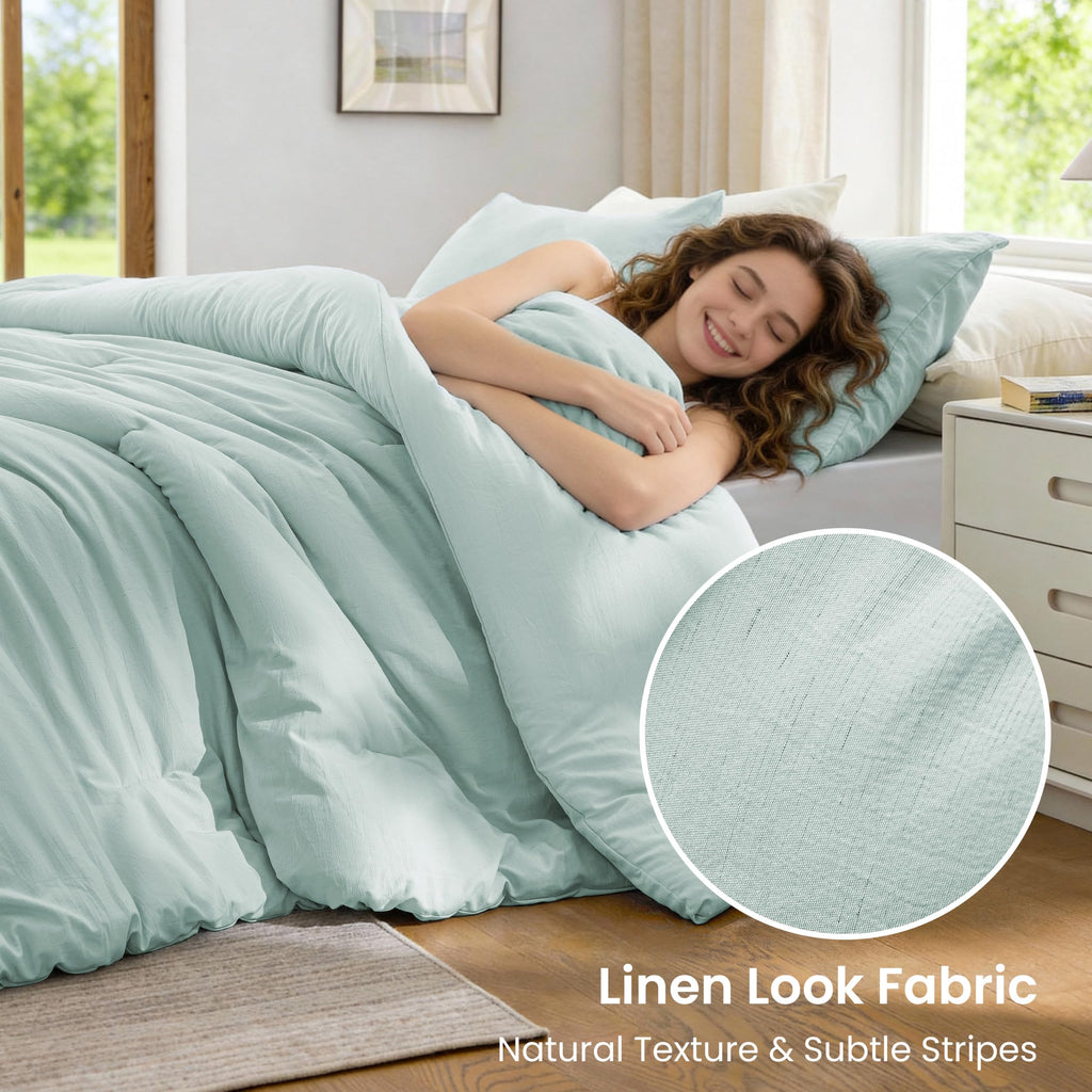 Comforter Set, 3-Piece Linen Blend Bedding Set