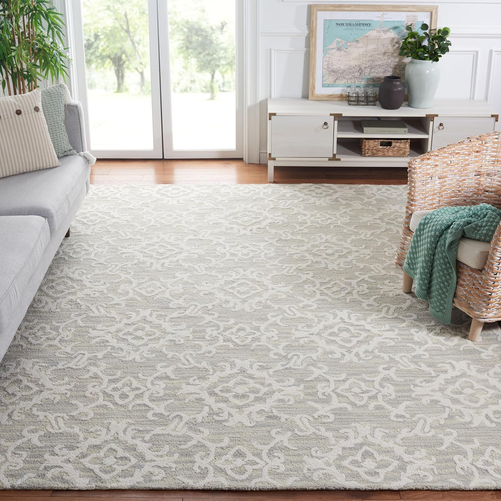 Blossom Collection Area Rug, Grey & Ivory, Contemporary Design, Ideal for High Traffic Areas in Living
