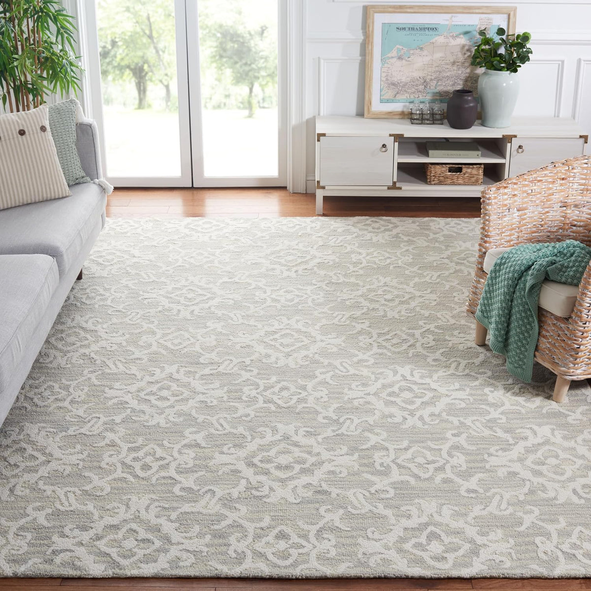 Blossom Collection Area Rug, Grey & Ivory, Contemporary Design, Ideal for High Traffic Areas in Living
