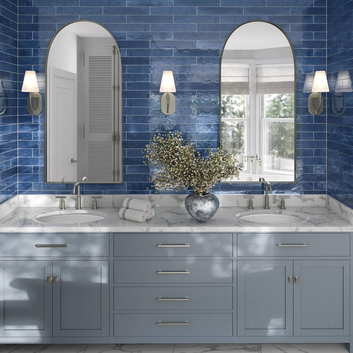 Subway Ceramic Tile Navy Blue 2.56x15.75 Glossy 10.76 sq ft/case 38-Pack