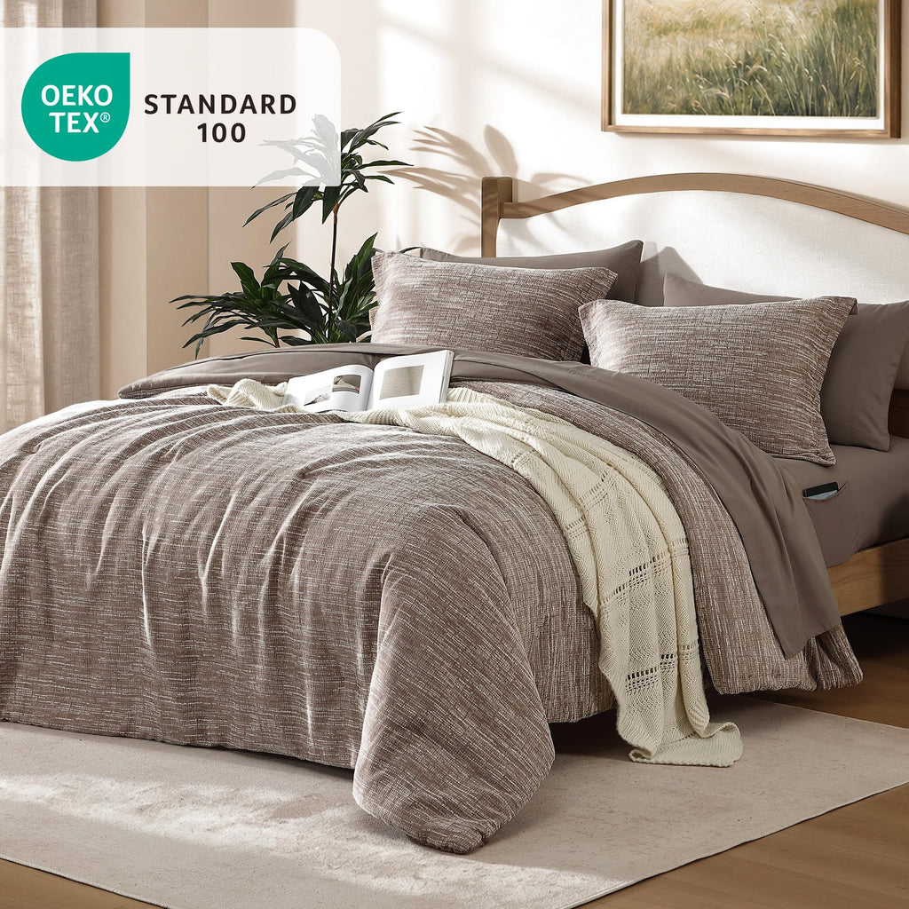 Comforter Set Chenille Textured 7 Pieces Bed in a Bag