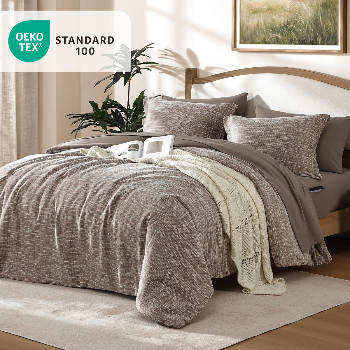 Comforter Set Chenille Textured 7 Pieces Bed in a Bag