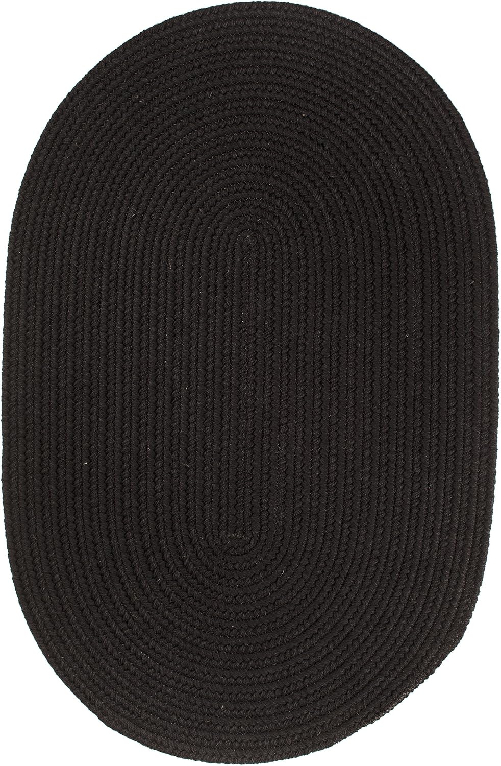Rug Solid Wool S112 Black 2' x 3' Oval - Braided Area Rug, Home Decor, Floor Mat or Bedroom Rug - Easy Care, Ideal