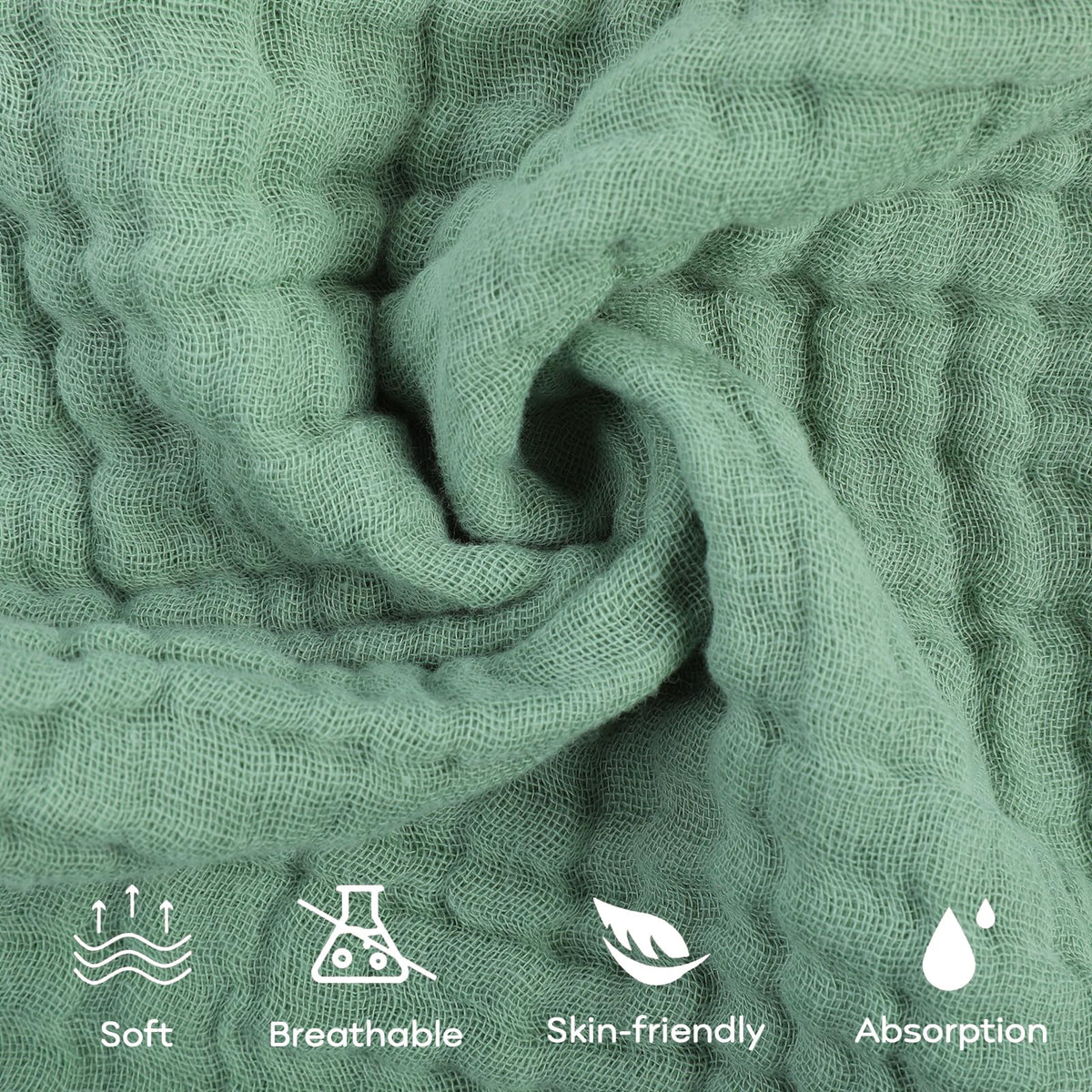 Muslin Baby Washcloths 100% Organic Cotton Face Towels 10 Pack Wash Cloths for Baby 12x12in Soft and Absorbent Baby